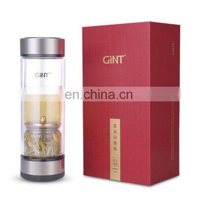 Double wall borosilicate glass drinking cup with 304 stainless steel tea filter