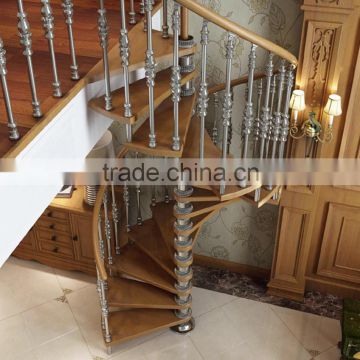 Modern indoor solid Spiral wood stair