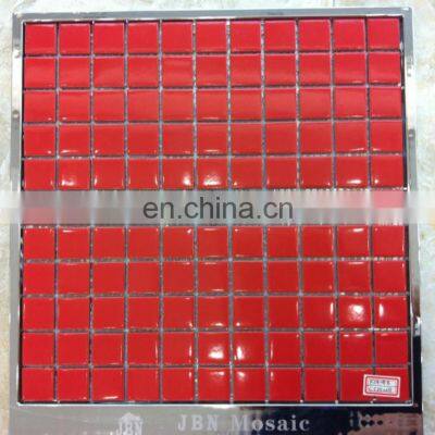 glazed red ceramic swimming pool mosaic tile