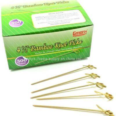 China Knotted Bamboo appetizer Skewers Wholesale eco friendly natural bamboo cocktail skewers