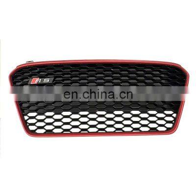 ABS R8 modification grille change to RS style auto spare part grill for Audi R8 front bumper grill red frame 2014-2016