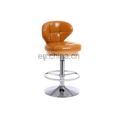 Restaurant high back round metal stainless steel bar stool chair