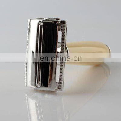 New Design Butterfly Skincare Shaving White Private Double Edge Resin Handle Shaving Metal Safety Resoire Rasoio Barba Razor photo-3