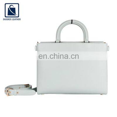 Hot Selling Gold Fittings Fashion Style Zip Closure Type Luxury Genuine Leather Handbag for Women