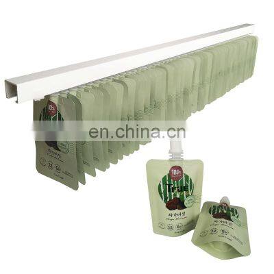 70ml drink stand up middle spout liquid pouch reusable doypack for juice packaging bag attached with the PVC rail