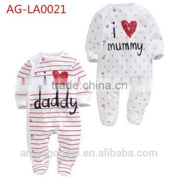 crotchless bodysuit baby white clothes autumn and spring plain rompers and with stripes AG-LA0021