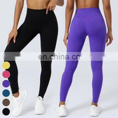 Wholesale Womens Tummy Control Tights Sports Legging Custom Workout Wear Gym Fitness Pants High Waist Yoga Leggings For Women