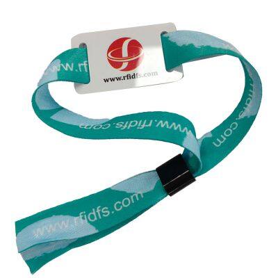 Smart Rfid Nfc Bracelet Event Wristbands with logo Custom Promotional Festival Cloth Fabric Elastic Nfc Woven Wristband