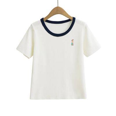 European and American 2025 Spring New Women's Retro Round Neck Undercover Loose Top Girl Design Sense Short Sleeve T-shirt