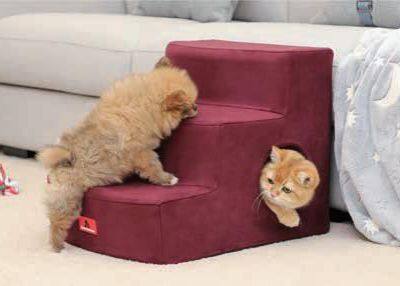 Premium Three Tier Pet Stairs With Bamboo Charcoal PU Foam photo-2