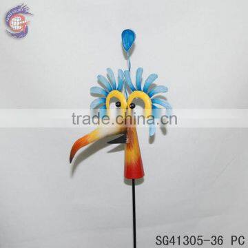 metal animals garden decoration with birds-head sticks