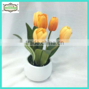 18cm 5heads silk tulip bonsai artificial with ceramic pot