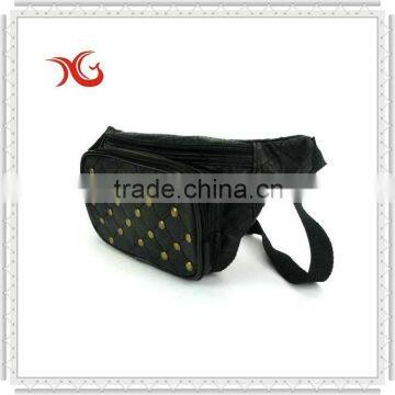 leather waist bag with rivets decoration