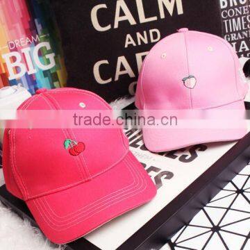 2016 Newest Fashion Simple Fresh Fruit Embroidery Men Women Curve Brim Plain Baseball Caps