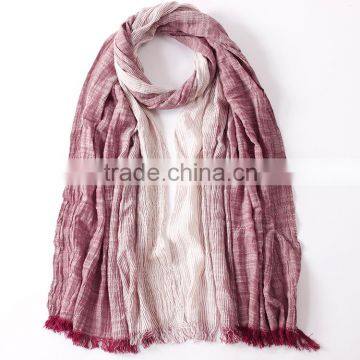 New Arrvial Korean Fashion Wrinkle Woven Striped Woman Linen Scarf Quality Choice photo-4