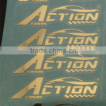 2014 wholesale shiny gold metal motorbike sticker