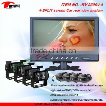 RV-9300V-4 Car Parking Sensor System with 9INCH Monitor 4 Split SCREEN for vechicles