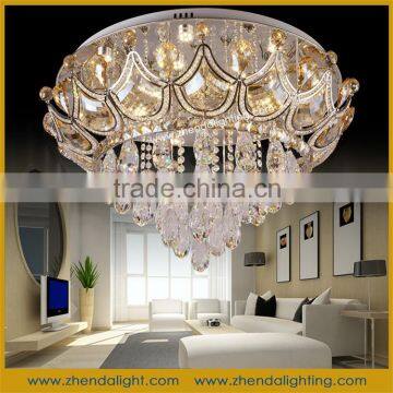 cognac color LED crystal ceiling lamp chandelier with polishing lamp base