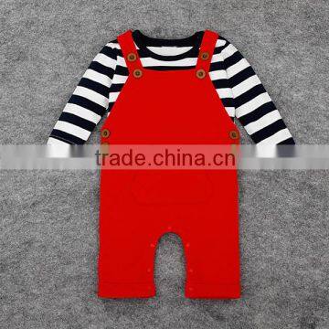 High quality new baby set stripe cotton T-shirt &overall red,two piece fall long sleeves baby boy/girl clothes,kids wear