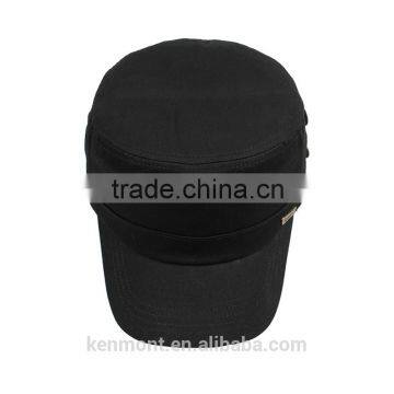 100% Cotton Fitted Black Male Promotional Military Snapback Cap