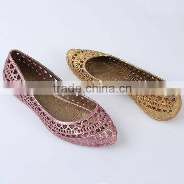 Wholesale Women Breathable Shoes Hollow Out Metal Spraying Shoes Casual Single Shoes