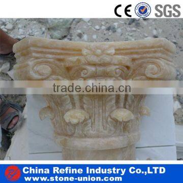 marble stone carved onyx yellow column and pillar cap,pillar tops