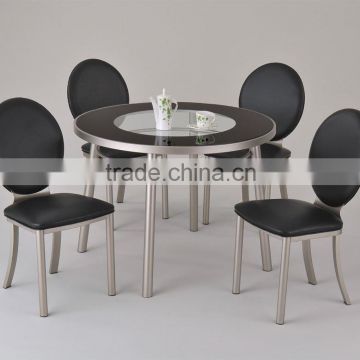 Round black clear glass Dining room Set