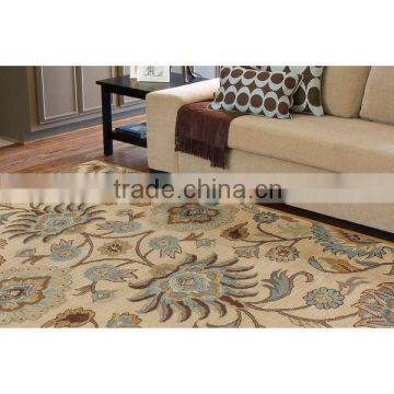 Hand-tufted lvory floral wool rug(9'x12')