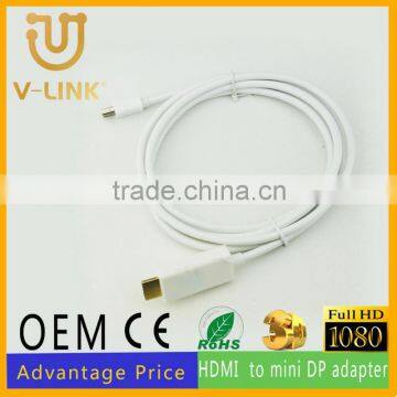 Wholesale gold plated mini dp 1.2 to hdmi 1.4 line with 1080p supported