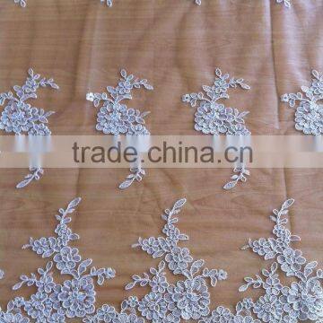 Best price high quality african cord lace fabric for wedding dresses