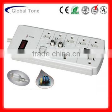 8-outlet American power strip with RJ45/TV protection