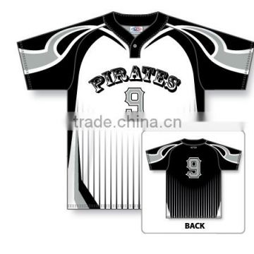 Custom Sublimated Half Sleeves One Button Pirates Jersey/T-Shirt made of Moisture Wicking Cool Polyester fabric