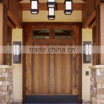 Traditional solid wooden external doors with two windows