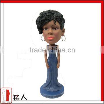 custom elegant woman in party dress in handmade bobblehead