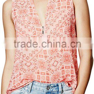 2016 Chinese Beautiful Ladies Fashion Design Sleeveless Blouses photo-2