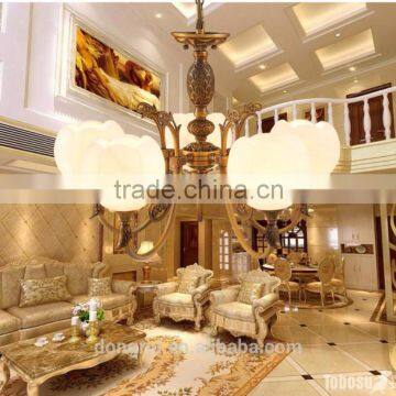 Marble Classical Full Copper Luxury Decorative Light Hotel Chandelier For High Ceiling 5 Heads 608-5H photo-4