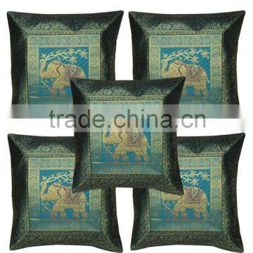 Elephant Silk Cushion Covers Designer Silk Indian Cushion Covers