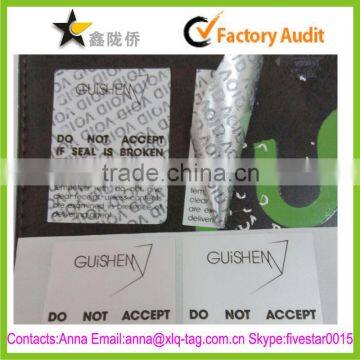 2015 Top quality accept custom adhesive tamper proof void sticker