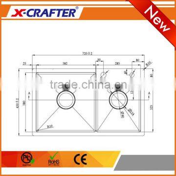 Without Faucet Double Bowl Design Practical Rectangular Stainless Steel Kitchen Sink photo-2