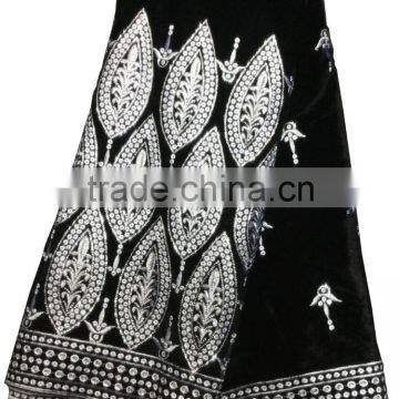 Wholesale Olive Green African Velvet Lace Polyester Velvet Fabric photo-2