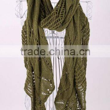 Green Leaf Women Scarf Scarf, Hollow Out Hand Block Crochet Women Scarf Elegant Women Weave Cotton Scarf, Art Boho Scarf