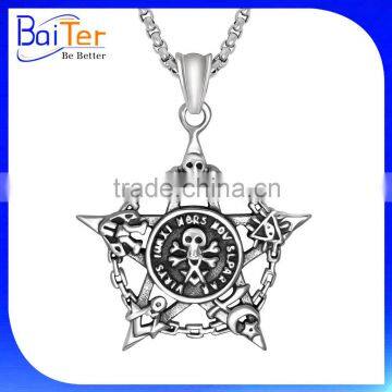 Rock Style Men Jewelry Titanium Stainless Steel Retro Vintage Star Of David Pendant photo-5