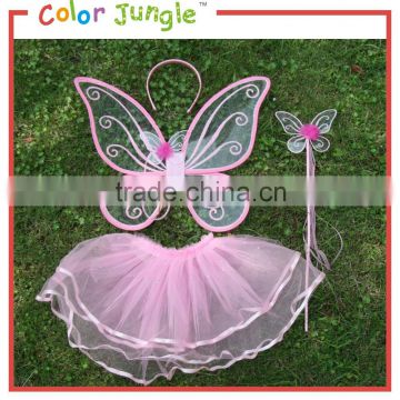 Baby girl fairy dress with butterfly wings, with magic wand fairy dress