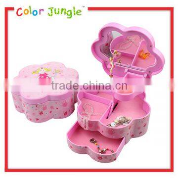 Flower shape plstic jewelry music box ballerina music box