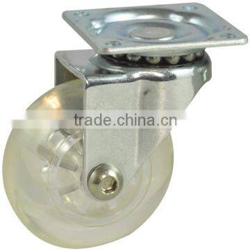 Light Duty transparent PU Caster, Chrome Plated, furniture caster