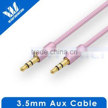 Slim Flexible Gold Plated 3.5mm audio cable for car aux stereo cable