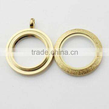 Good Qulaity Gold 316L Stainless Steel Screw Twist Sparkle 25mm Floating Charms Lockets