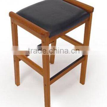 Traditional wooden bar stool with leather cushion,set of 2