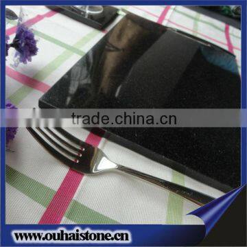 Dishes with knife and fork natural black granite serving plate