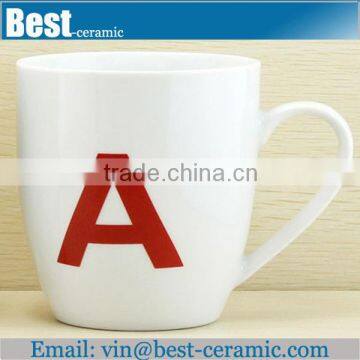 letter printing white ceramic drinking cup